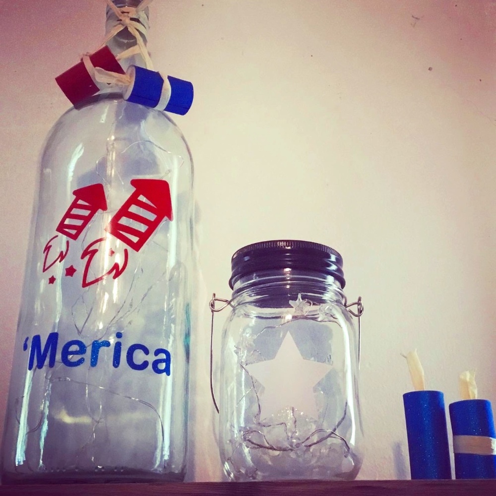 ‘MERICA’ Wine Bottle Lantern